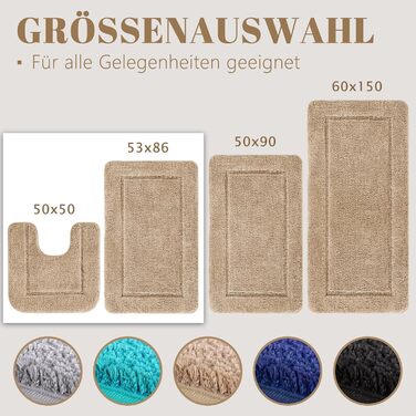 SOANNY Bath Mat Set - 2 Pack Microfiber Bathroom Rugs - Non-Slip, Water Absorbent - 53x86 cm & 50x50 cm