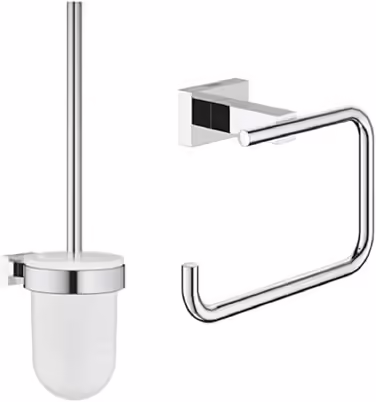 Essentials Cube | WC Brush Holder | chrome | 40513001 & Essentials | Toilet Paper Holder | 40507001