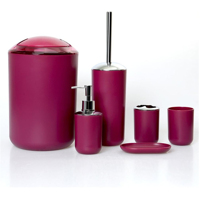 Набір аксесуарів для ванної кімнати, 6 предметів: відро для сміття, тримач для зубних щіток, стакан для зубної пасти, мильниця, відро, дозатор для лосьйону. Зелений колір