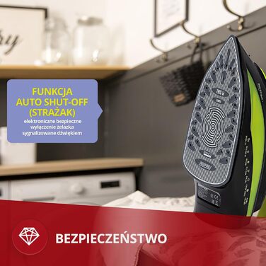 Праска MPM з керамічною підошвою MZE-24/G: 190г парового удару, безперервний пар, вертикальна функція, автовимкнення, 3000W, 300мл бак