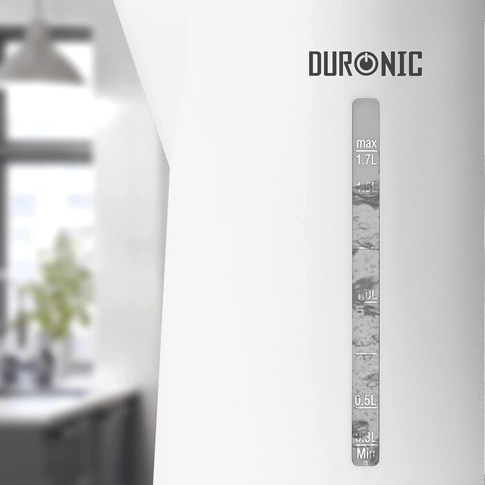 Електричний чайник Duronic EK30 BK: 3000 Вт, регулювання температури, 1.5 л, антикальк-фільтр, LED-дисплей, функція підтримання тепла, швидкий нагрів, чорний/білий