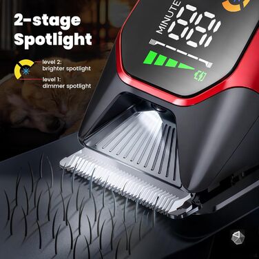 Електрична машинка для стрижки собак з густим/важким хутром, 2 швидкості, LED, акумуляторна, для собак та котів, з блокуванням, Стандартний набір