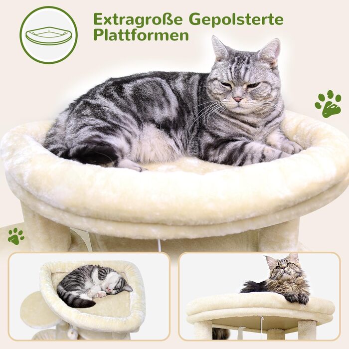 Дім-когтеточка Globlazer для котів, великий кутовий, 167 см, бежевий, для 3-4 котів, з будиночком, гамаком, платформою та кошиком