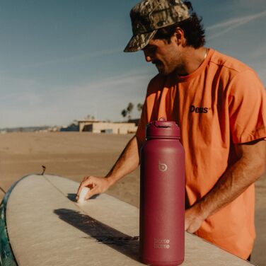BOTTLE BOTTLE Insulated Water Bottle with Straw, Sport Stainless Steel Water Bottle with Handle Lid, Outdoor Sports Bottle for Pills, 1L (White) (Red)