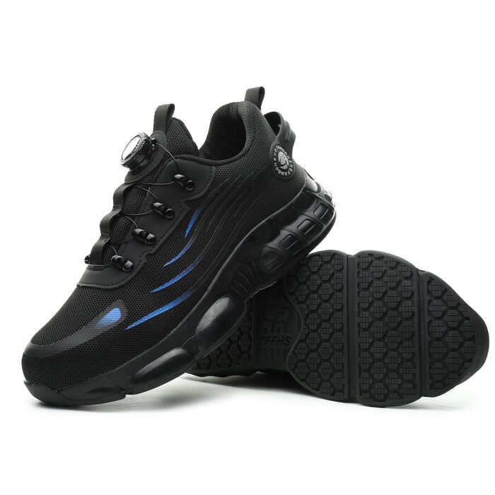 Черевики робочі чоловічі S3 з пружинним закриттям - Легкі робочі черевики жіночі з металевим підноском, неслизькі, спортивні кросівки для роботи та повсякденного використання 44 EU A881, блакитні