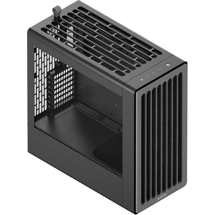 Корпус ПК HAVN Midi-Tower з 3 вентиляторами, Top Airflow, скло, чорний