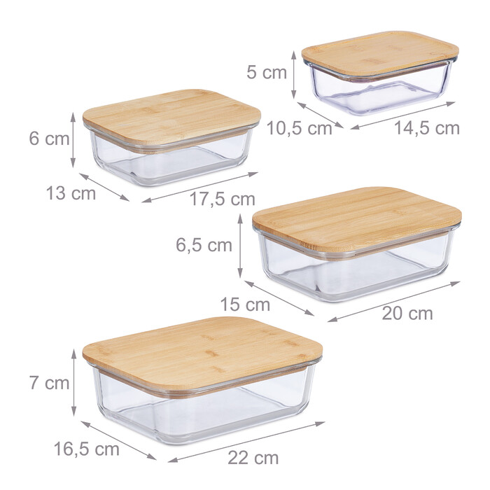 Relaxdays Glass Containers with Lids - Set of 4