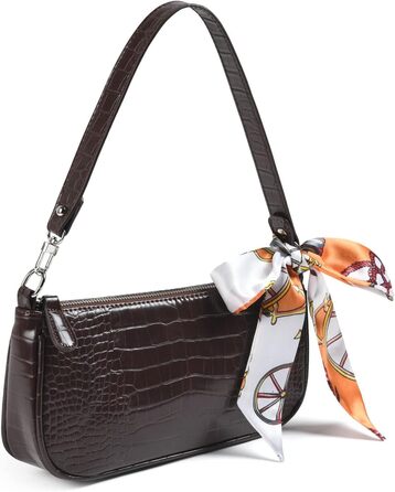 Сумка жіноча через плече крокодиляча шкіра ретро вінтаж коричнева #2 – маленька сумка-міні, класична сумка-шопер