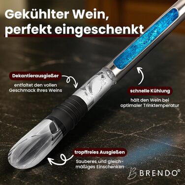 Охолоджувач для пляшок та шампанського Brendo Weinkühler з нержавіючої сталі (набір 2 шт.) | Охолоджувач для вина, шампанського, білого вина | Подарунковий набір для чоловіків та жінок
