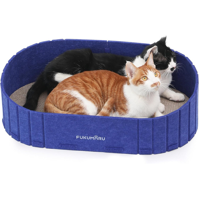 Котячий когтетоп FUKUMARU: диван з картону та фільцу, 61 см, блакитний