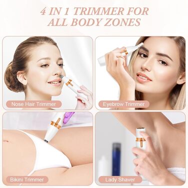 Електричний жіночий тример 4-в-1 для тіла, інтимної зони та обличчя, перезаряджається