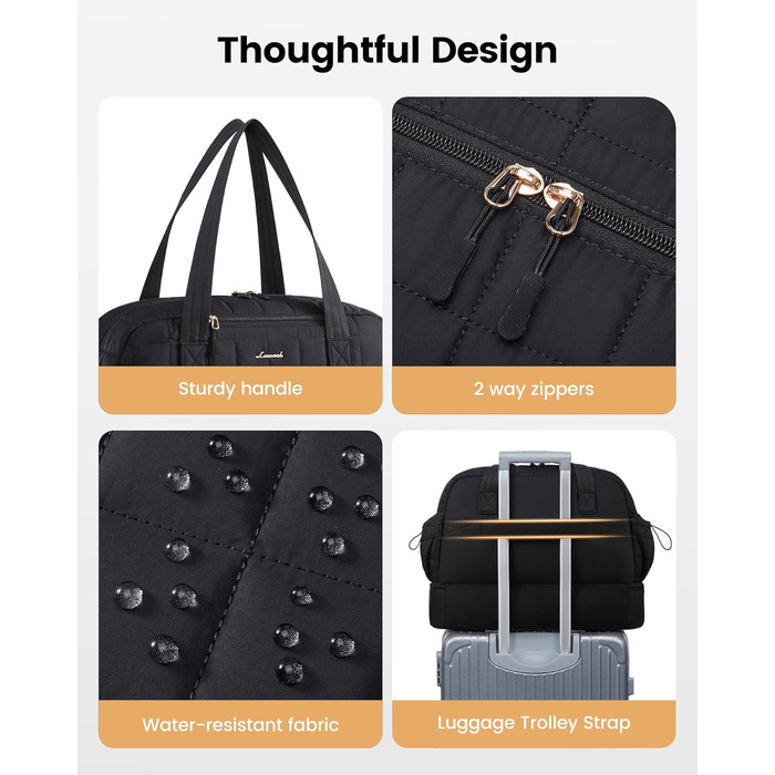 Сумка-мішок LOVEVOOK Weekender 35L: водонепроникна спортивна сумка для подорожей, туризму, йоги (чорний)