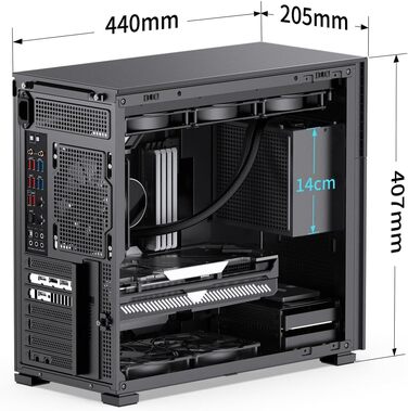 Корпус Jonsbo D41 MESH з сітчастою передньою панеллю, ATX, з загартованим склом, чорний