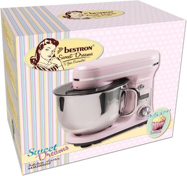Кухонна машина Bestron Super Silent 6 л з DC-двигуном, 6 швидкостей + Pulse, рожева