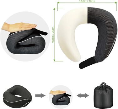 Подушка для шиї у літак, автобус, поїзд: компактна, з memory foam, ергономічна, з чохлом, для комфортного сну