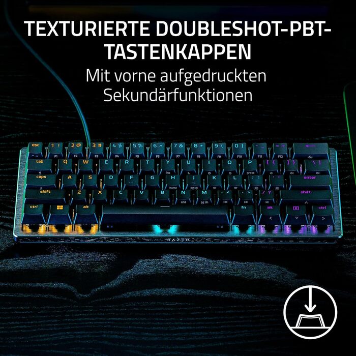 Razer Huntsman V3 Pro Mini - Механічна клавіатура для геймерів 60% з аналоговими оптичними перемикачами | US-Layout | Чорний