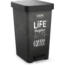 Сміттєве відро з педаллю TATAY Smart Deco 25L | Стильний дизайн, 25 літрів, для дому та вулиці | Зміцнений BPA-free пластик, 26x36x47 см | Підходить для 30л мішків