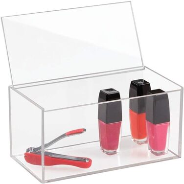 iDesign Cosmetic Organizer with Lid, Large Makeup Organizer Made of BPA-Free Plastic, Stackable Acrylic Box for Makeup, (8 x 4 x 4 inches), Clear