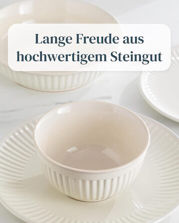 Набір чашок з кераміки Steingut Hygge для 6 осіб, бежевий колір. Стильний чайний та кавовий набір, TESTSIEGER