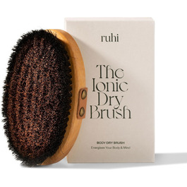 RUHI Body Brush/Dry Brush SOFT 100% Natural Bristles/Made in Germany, regional beechwood & plastic-free for dry brushing massage (dry brush), lymphatic drainage against cellulite (wood color, beige, black)