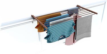 Сушарка для білизни Foxydry Duo для балкона, тераси та перил з нержавіючої сталі та алюмінію, коричнева, 102 см