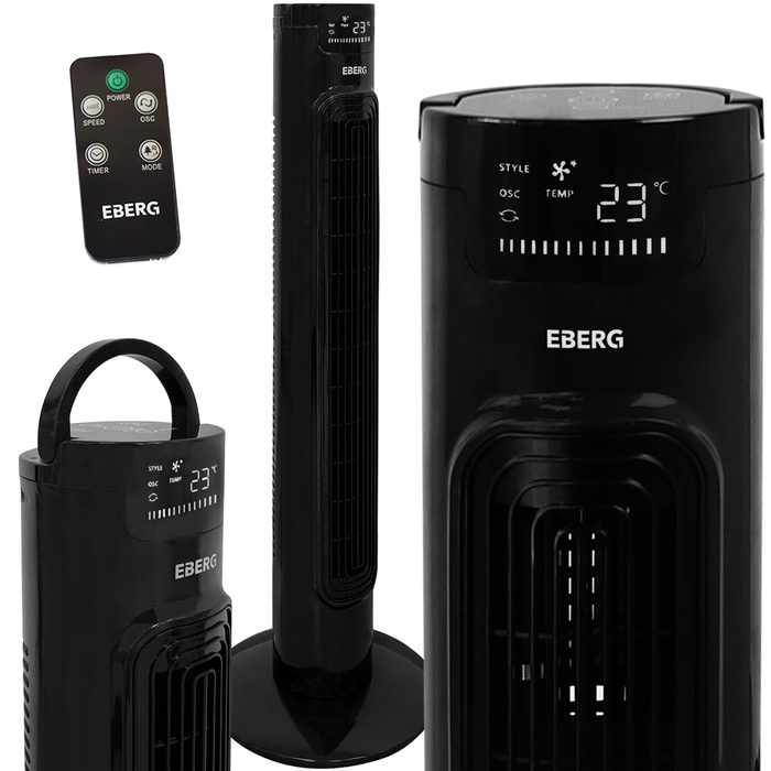 Колонний вентилятор EBERG AIRO85 XXL: безшумний підлоговий обдув з LED-дисплеєм та пультом керування