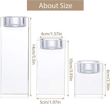 Sziqiqi 1-Set (3-piece) high-quality crystal glass candlestick set. Crystal candlesticks for romantic dinners, creative candlestick decorations for weddings, home decor, dining tables, and bars, space-saving.