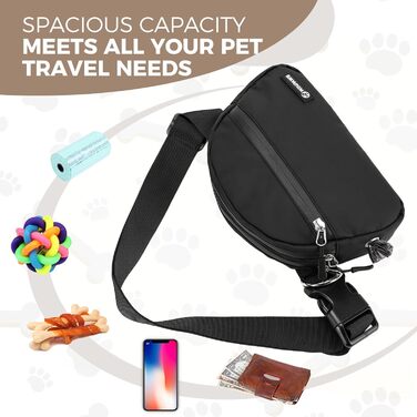 Сумка для дресирування собак Leckerlibeutel, з невеликим круглим мішечком, вбудованим диспенсером для собачих екскрементів та тримачем собачих екскрементів, кремового кольору (чорний)