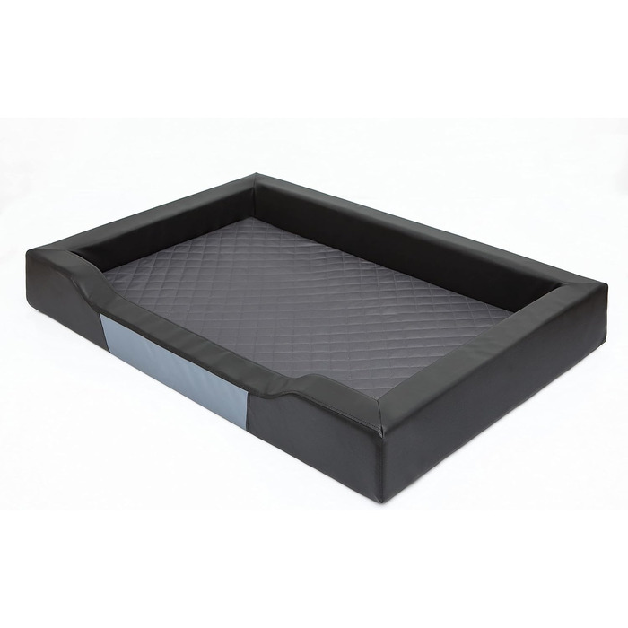 Крісло-ліжко для собак XL, 93x62 см, чорний Eco-шкіра, з матрацом