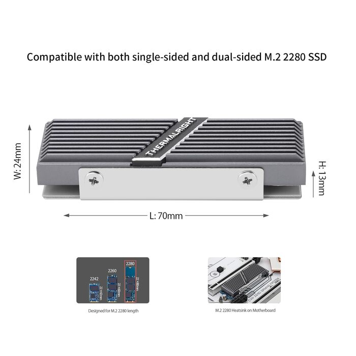 Радіатор охолодження SSD Thermalright TR-M.2 2280 для M.2 NVMe SSD, 13 мм, з теплопровідною пастою