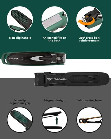 Набір з 2 шт. кусачок для нігтів: професійні, з нержавіючої сталі, для товстих нігтів, з контейнером для сміття. Підходить для нігтів на руках та ногах.