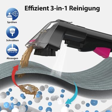 WECLEAN Миючий пилосос для килимів та м'яких меблів, портативний, 350W, двобаковий, чорний та рожевий