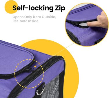 Транспортна переноска для собак та котів HITSLAM, складана, фіолетовий колір, розмір M (середній/великий), для авіаперельотів