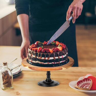 Дерев'яний етажерка/підставка для тортів та капкейків E-ROOM TREND | 1 ярус | з дубовим цоколем | для вечірок, дня народження, дитячого свята