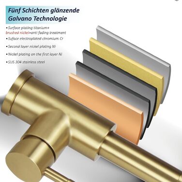 Чорний кухонний змішувач з висувною лійкою, високий поворотний вилив, 2 режими розпилення, шланговий, нержавіюча сталь, матове золото