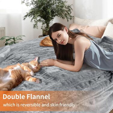 Електрична гріюча ковдра TOHDNC 180x150 см, фланель, 6 режимів нагріву, таймер, захист від перегріву