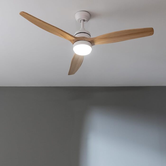 Стельовий вентилятор Cecotec EnergySilence Aero 5275 DarkWood з LED підсвіткою та пультом, 52 дюйми, DC мотор, режим зима/літо, регульована висота, 40W
