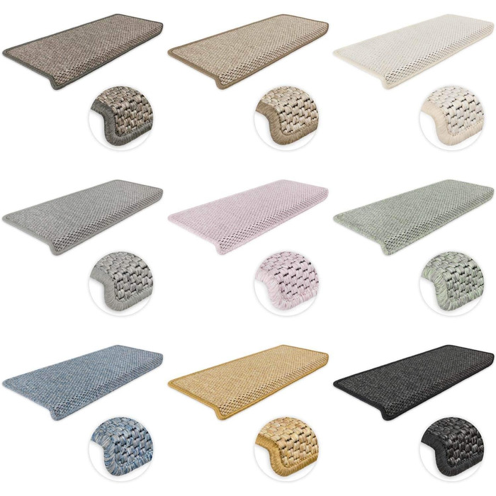 Ступінчасті килимки для сходів Kettelservice-Metzker Ґетеборґ, сірі, прямокутні, набір 15 шт.