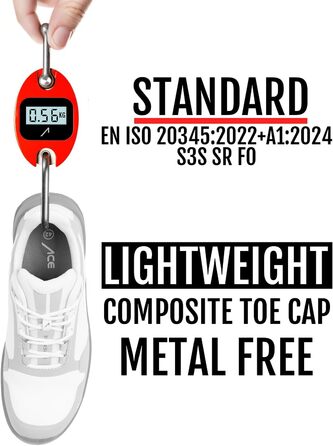 Робочі черевики ACE Constructor S3 - легкі, неслизькі та водовідштовхувальні - захисне взуття для жінок та чоловіків 44 EU білі