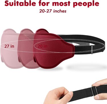 Маска для сну для чоловіків та жінок, 3D-контурна, блокує світло, регульований ремінь, дихаюча та м'яка, для сну, йоги, подорожей (Червона)