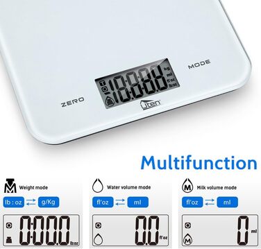 Кухонні ваги Uten Digital 5 кг x 1 г з нержавіючої сталі 304, LCD-дисплей, тарування, чаша, таймер
