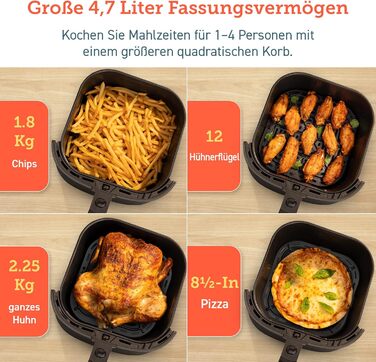 Аерофритюрниця COSORI 9-в-1, 5 л, компактна, до 230°C, для м'яса, з антипригарним кошиком і сенсорним склом, 130+ рецептів, мало олії