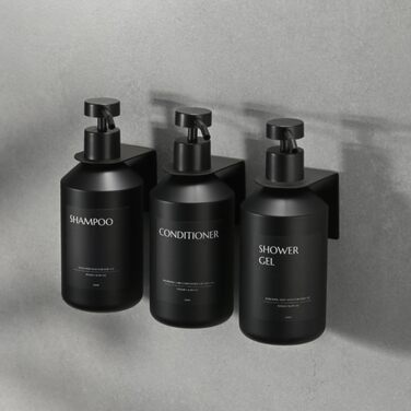 3 шт. дозатори для мила настінне кріплення, 500 мл, дозатори для шампуню та гелю для душу, чорний колір, без свердління, для кухні та ванної кімнати