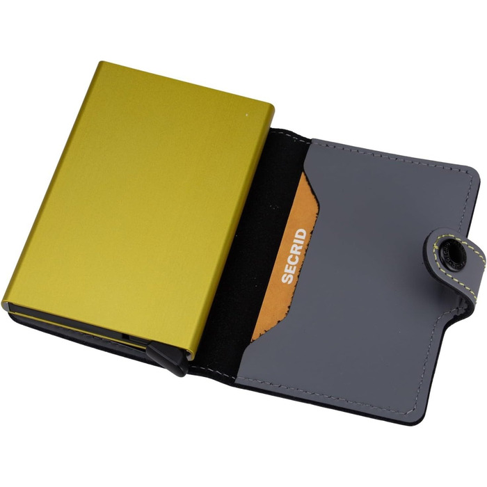 Гаманець Secrid Miniwallet Matte Grey-Lime (10.2 x 6.5 x 2.1 см) - Оригінальний жіночий та чоловічий гаманець