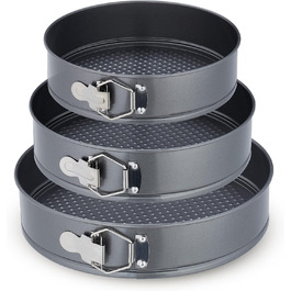 Набір форм для випічки Relaxdays, 3 шт., діаметр 24, 26, 28 см, нержавіюча сталь, антипригарне покриття, для тортів, антрацит