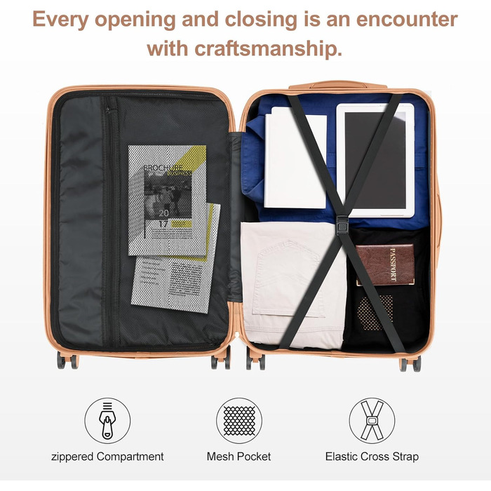 Набір валіз LEADZM 3 шт. з захистом кутів, ABS, телескопічний ручка, ручна поклажа, контрастне забарвлення (кремово-білий)