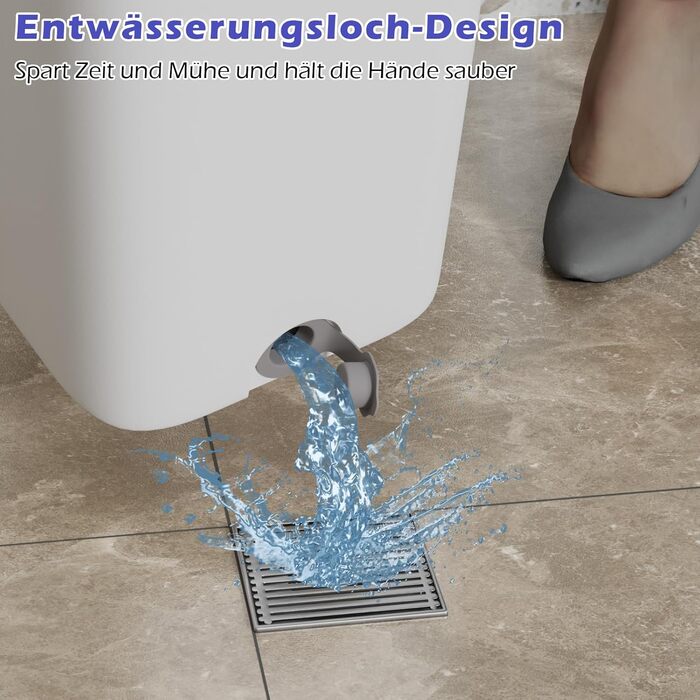 Набір для миття підлоги з відром, вичавлювач для підлоги, набір мопів 2 в 1 з регульованою ручкою з нержавіючої сталі та 6 мікрофібровими насадками, підходить для плитки та ламінату (моп з відром - білий)