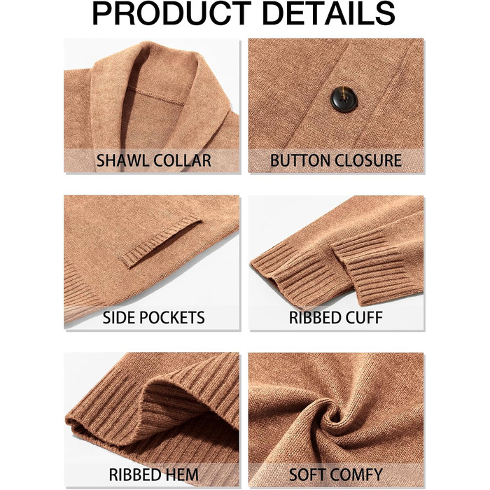 Чоловіча в'язана куртка Runcati з коміром-шарфом, стильна, на ґудзиках, зимова, з рельєфним в'язанням, XL, хакі