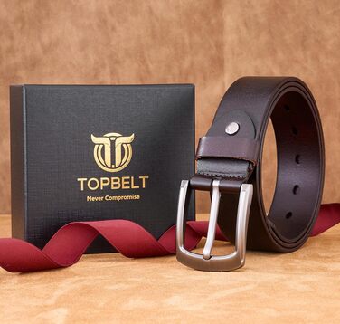 Чоловічий шкіряний ремінь - Jeansgürtel для чоловіків | З подарунковою коробкою | Ширина 38 мм | Колір: коричневий