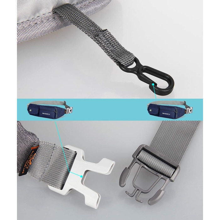 WATERFLY Поясна сумка на пояс для чоловіків та жінок: стильна нагрудна сумка для спорту, бігу, прогулянок з собакою, подорожей (Темно-синій)